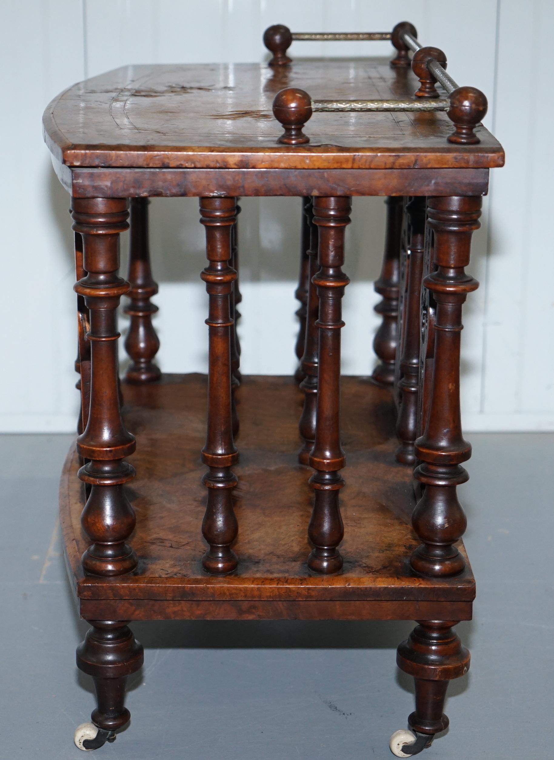 Solid Burr Walnut Bronze Canterbury Music Stand Ornately Carved Wood, circa 1850 11