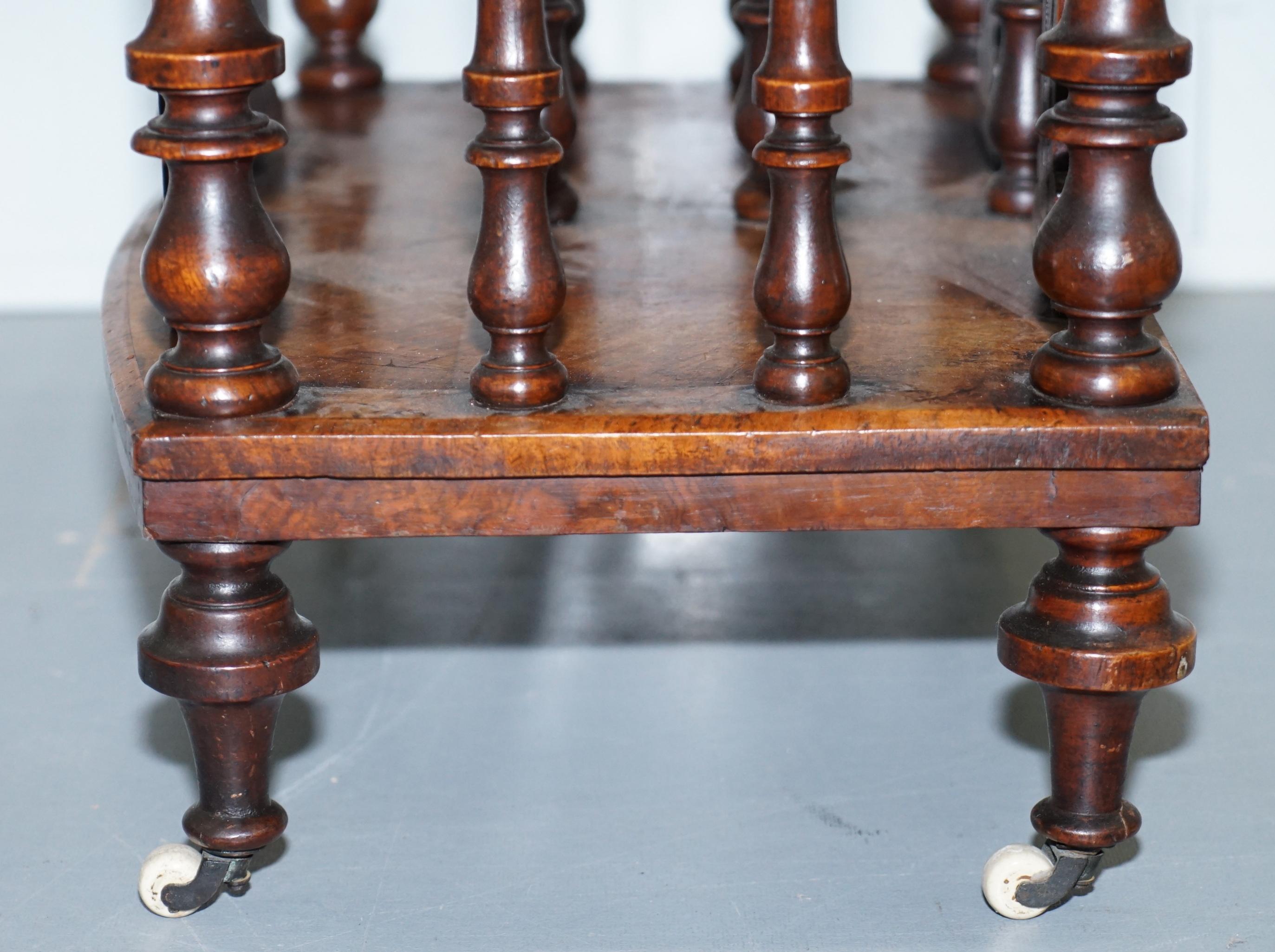 Solid Burr Walnut Bronze Canterbury Music Stand Ornately Carved Wood, circa 1850 12