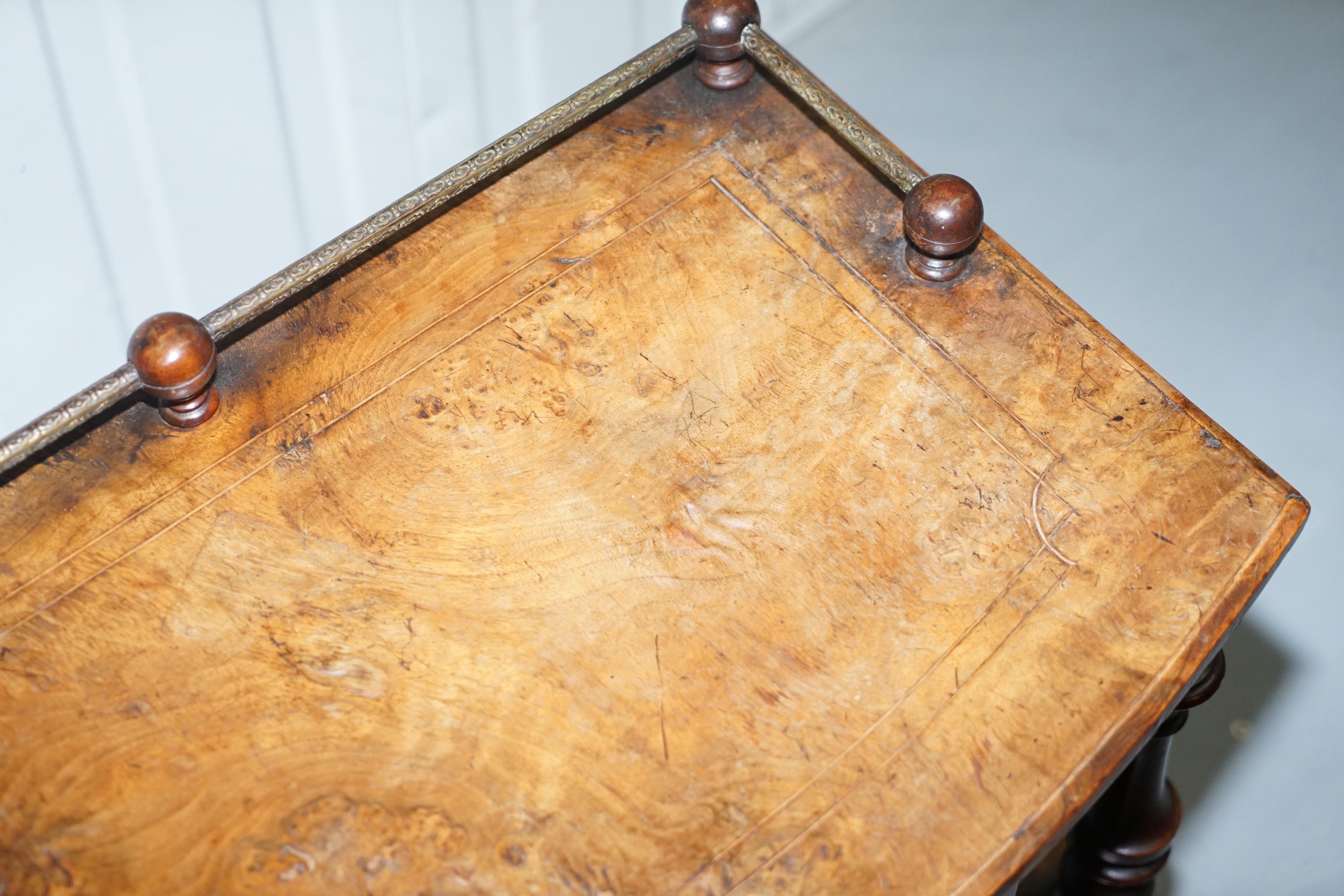 Hand-Carved Solid Burr Walnut Bronze Canterbury Music Stand Ornately Carved Wood, circa 1850