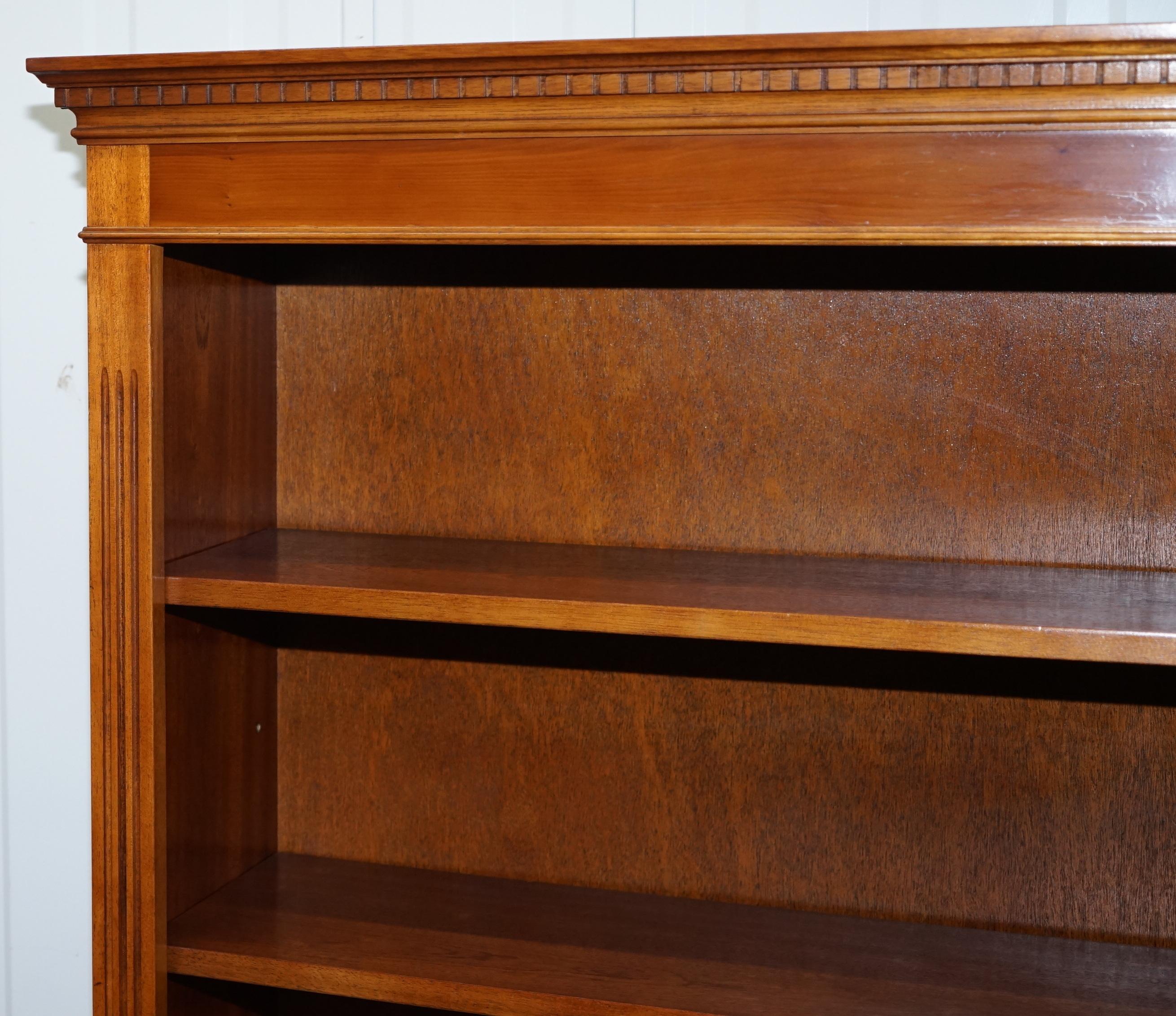English Solid Burr Yew Wood Library Legal Bookcase with Height Adjustable Shelves