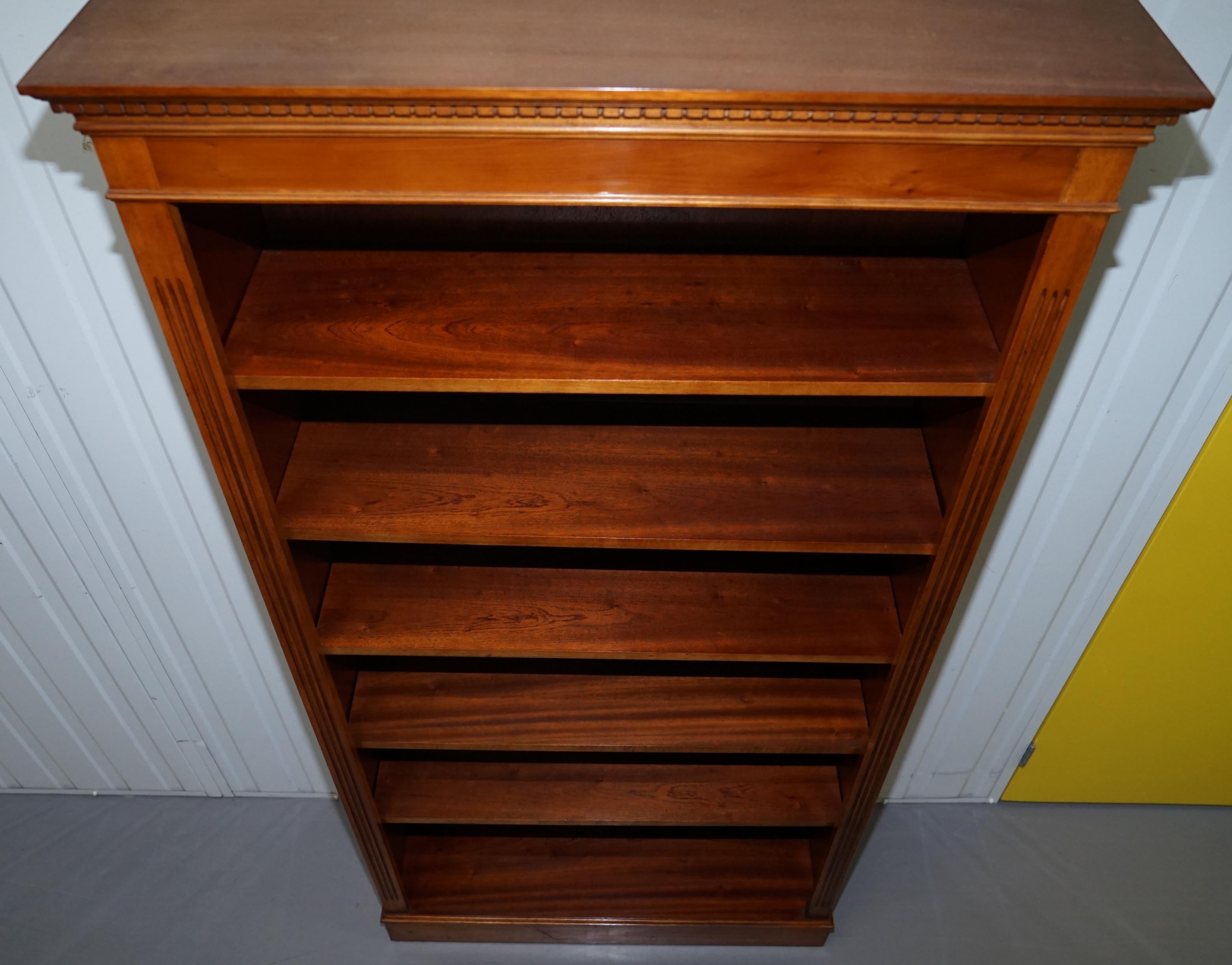 Hand-Crafted Solid Burr Yew Wood Library Legal Bookcase with Height Adjustable Shelves