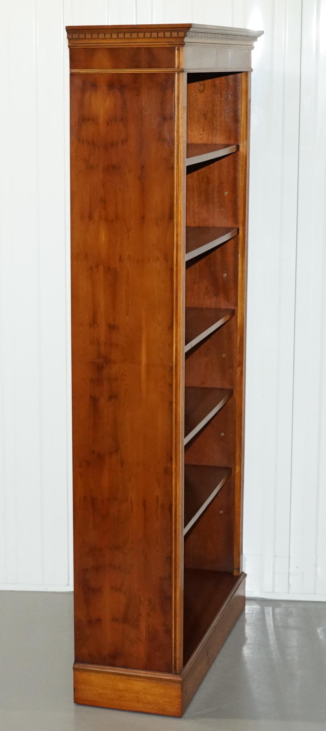 Solid Burr Yew Wood Library Legal Bookcase with Height Adjustable Shelves 1