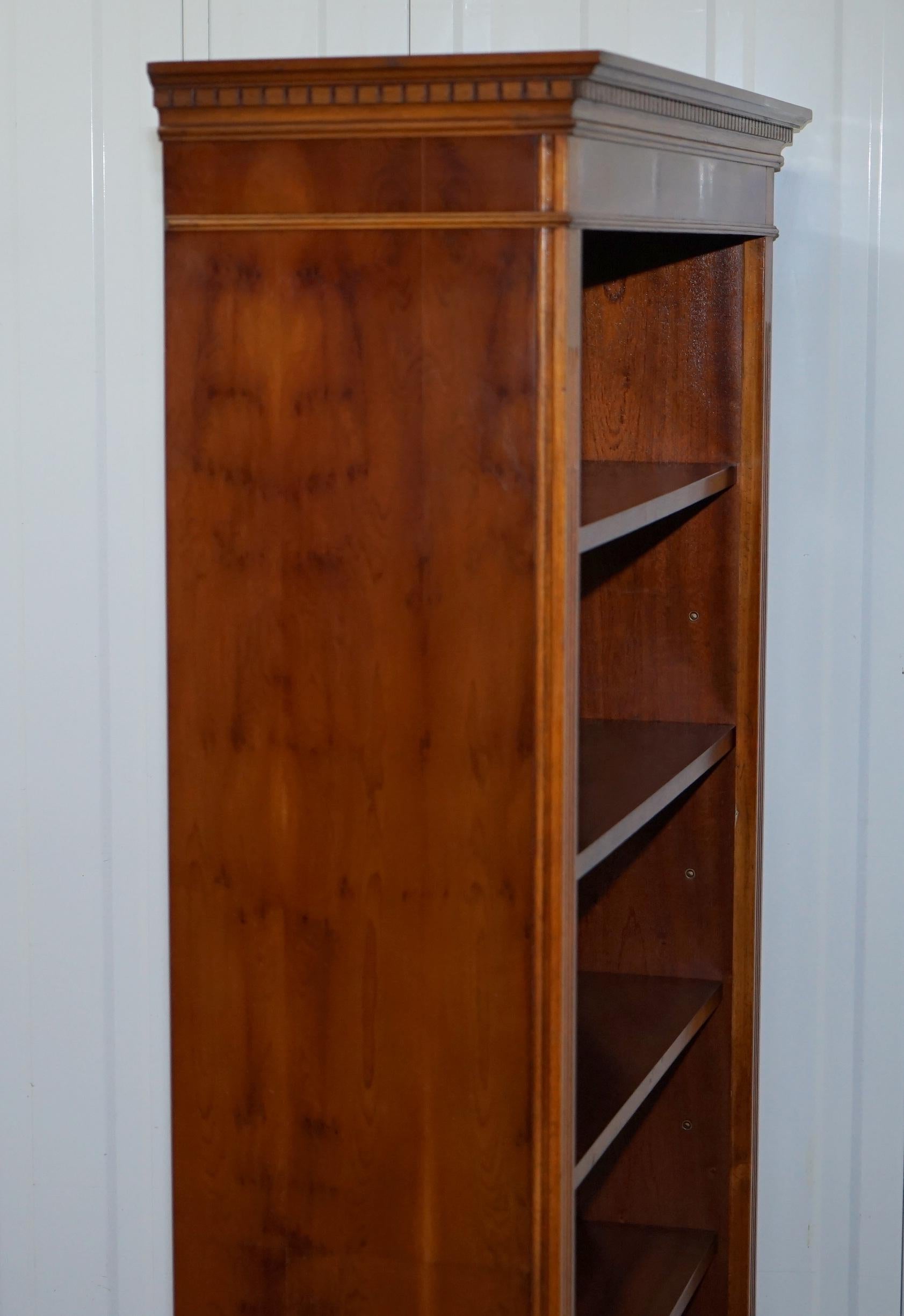 Solid Burr Yew Wood Library Legal Bookcase with Height Adjustable Shelves 2