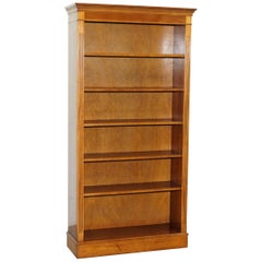 Vintage Solid Burr Yew Wood Library Legal Bookcase with Height Adjustable Shelves