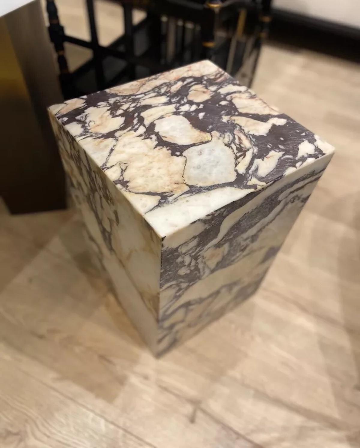 Classical Roman Solid Calacatta Viola Marble Side / Occasional Table