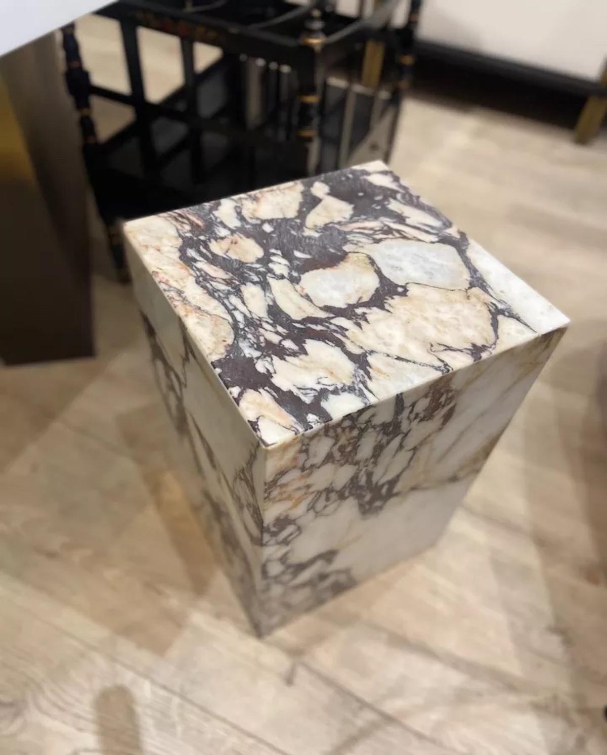 European Solid Calacatta Viola Marble Side / Occasional Table