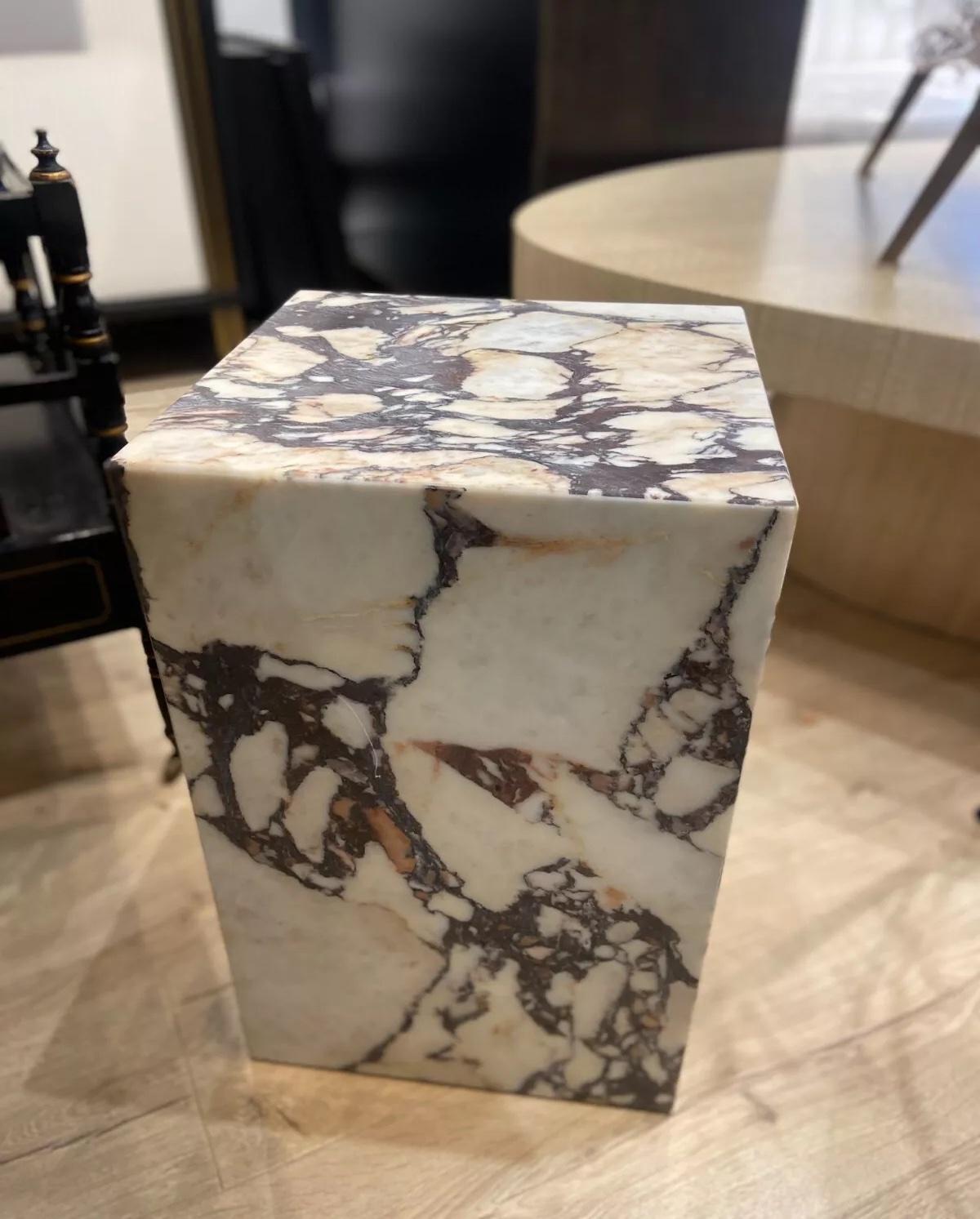 Contemporary Solid Calacatta Viola Marble Side / Occasional Table