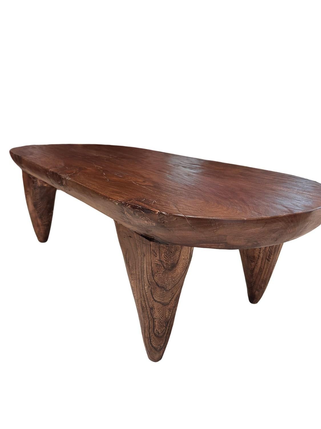 Chinese Solid Camphor Wood Sofa Table, Organic Modern For Sale