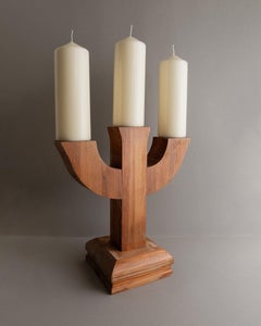 Solid Candle Holder Made of Wood Mid Century Design Italy, 1950s