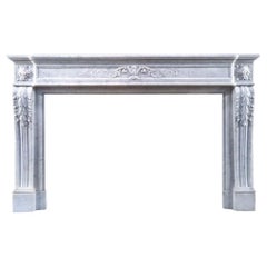 Solid Carrara marble French style fireplace