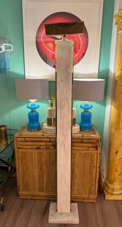 Solid Carrara Pink Marble and Brass Floor Lamp by Mauro Martini