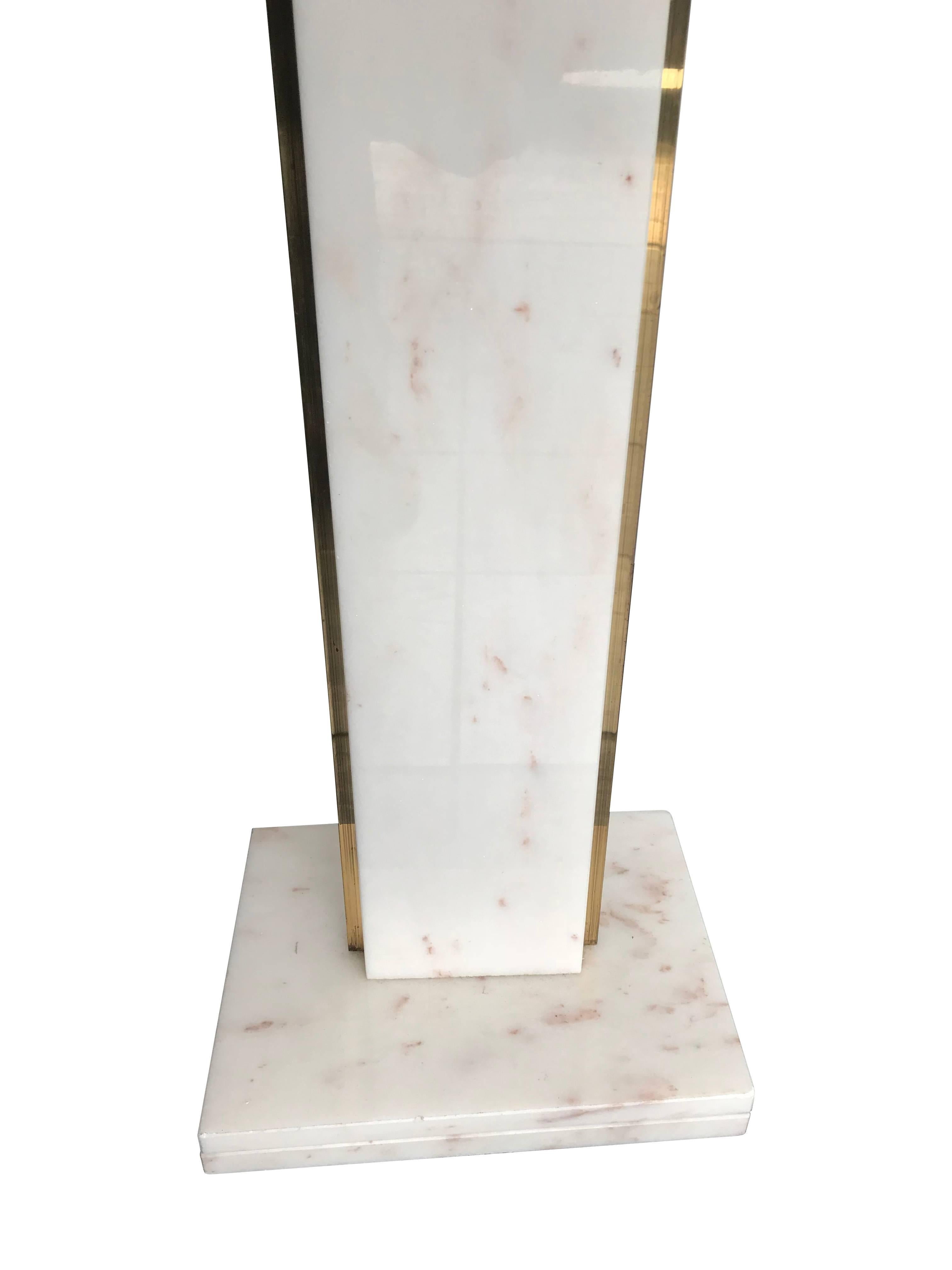 Solid Carrara Pink Marble and Brass Floor Lamp by Mauro Martini In Good Condition In London, GB