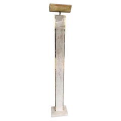 Solid Carrara Pink Marble and Brass Floor Lamp by Mauro Martini