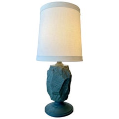 Vintage Solid Carved Italian Green Marble Table Lamp