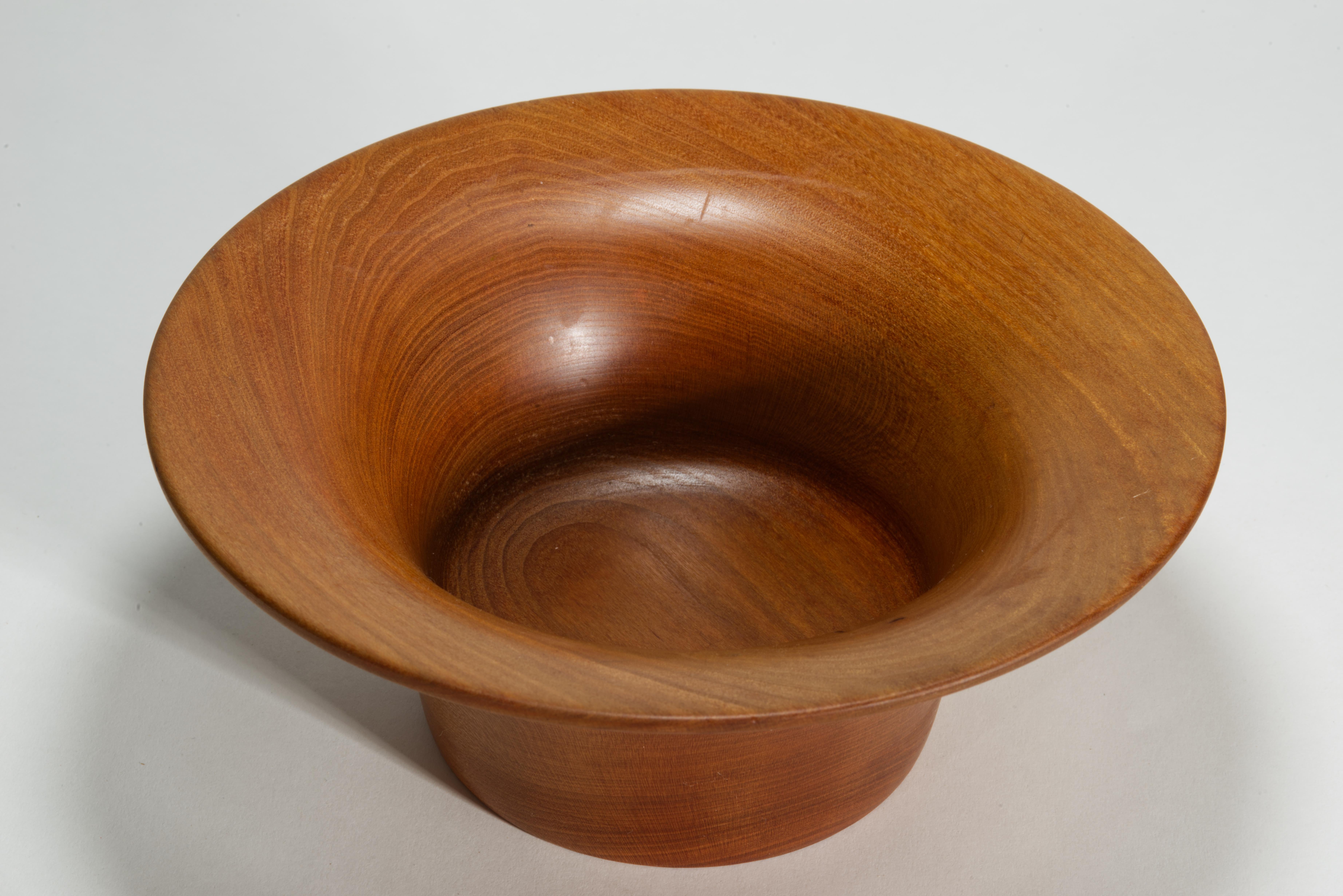 Solid Carved Korina Wood Bowl, American Studio Craft Vessel For Sale 1