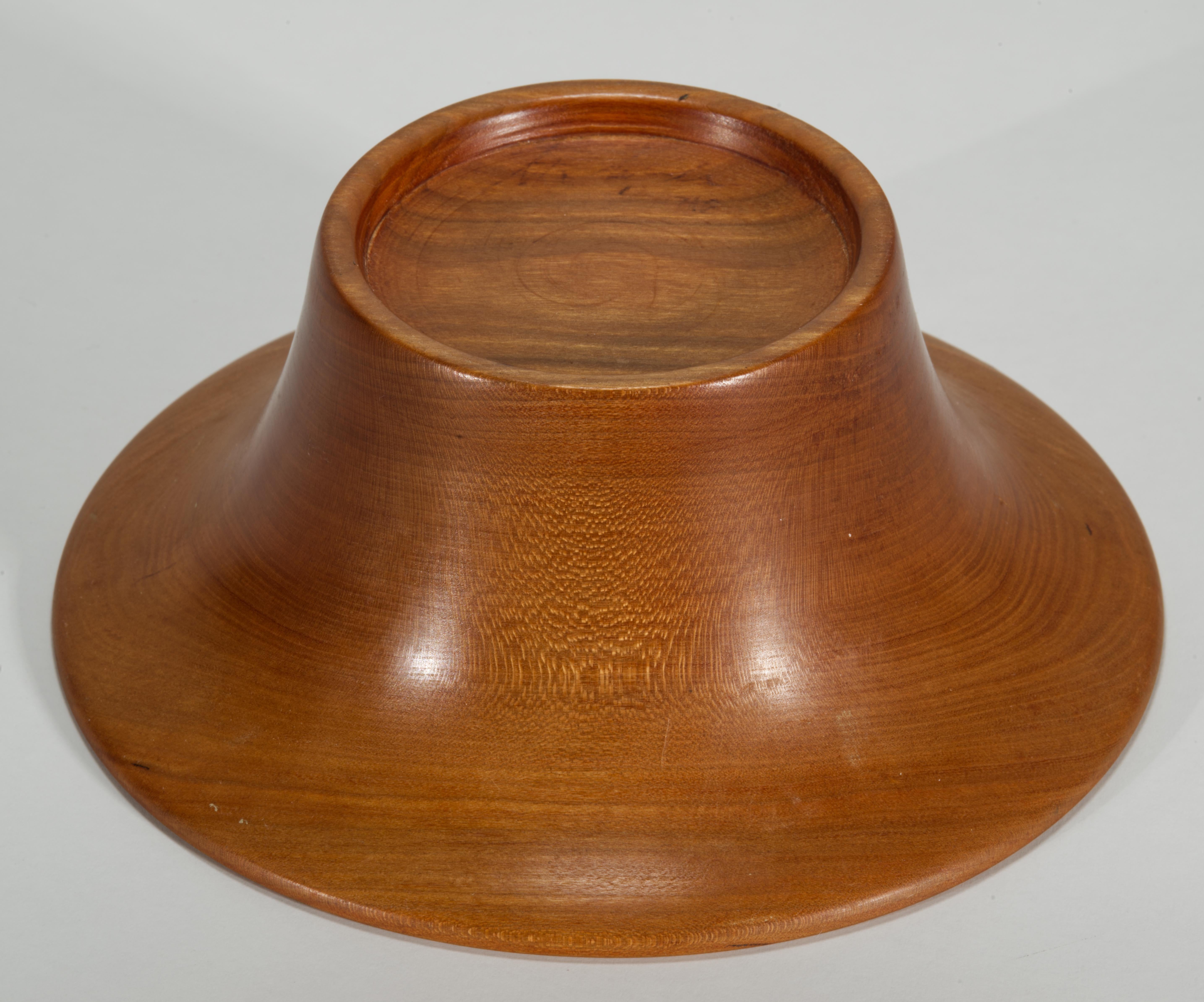 Solid Carved Korina Wood Bowl, American Studio Craft Vessel For Sale 2