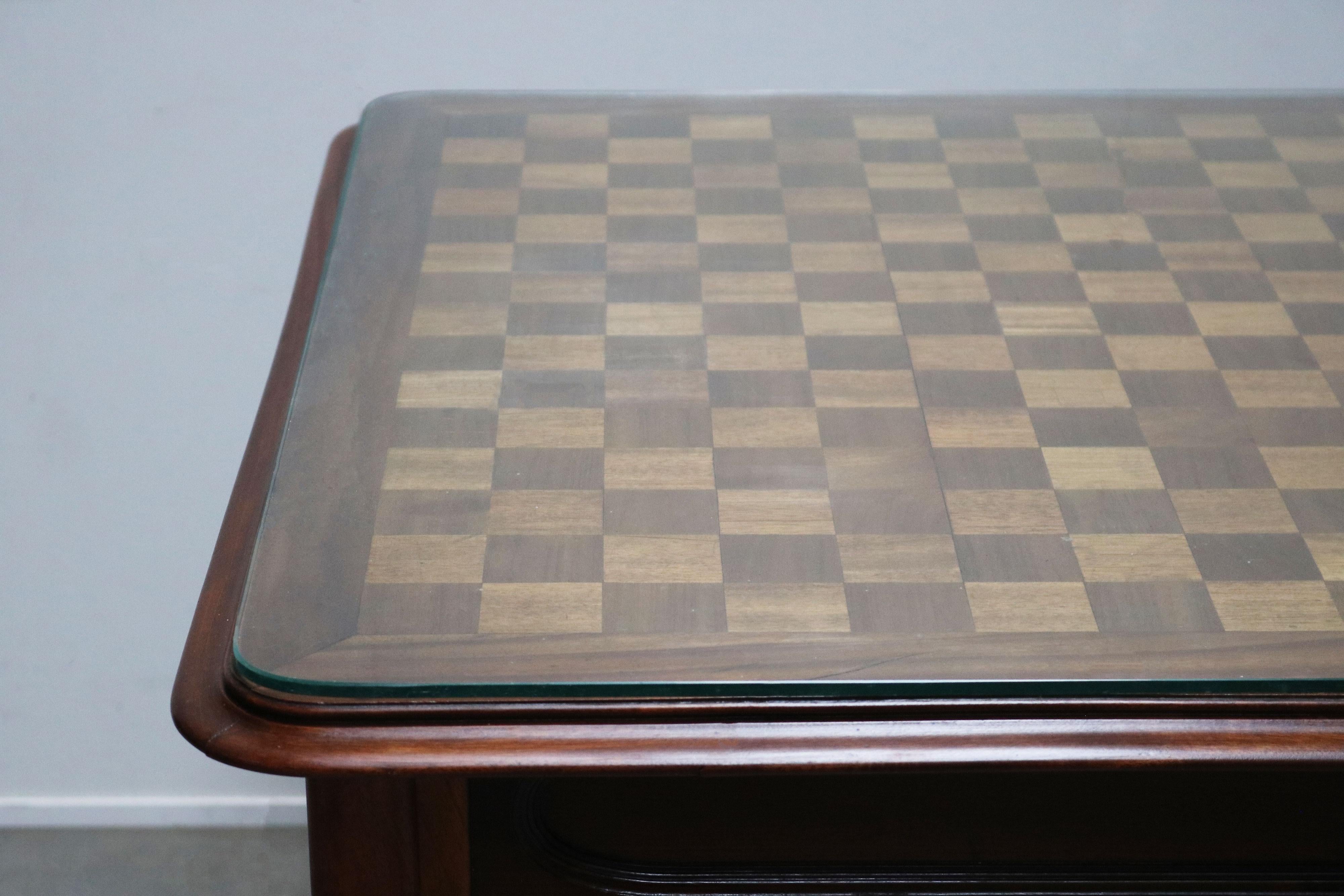 Solid carved mahogany Art nouveau table by Maison Gouffe with Inlaid top 1902 For Sale 2
