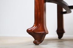 Solid carved mahogany Art nouveau table by Maison Gouffe with Inlaid top 1902