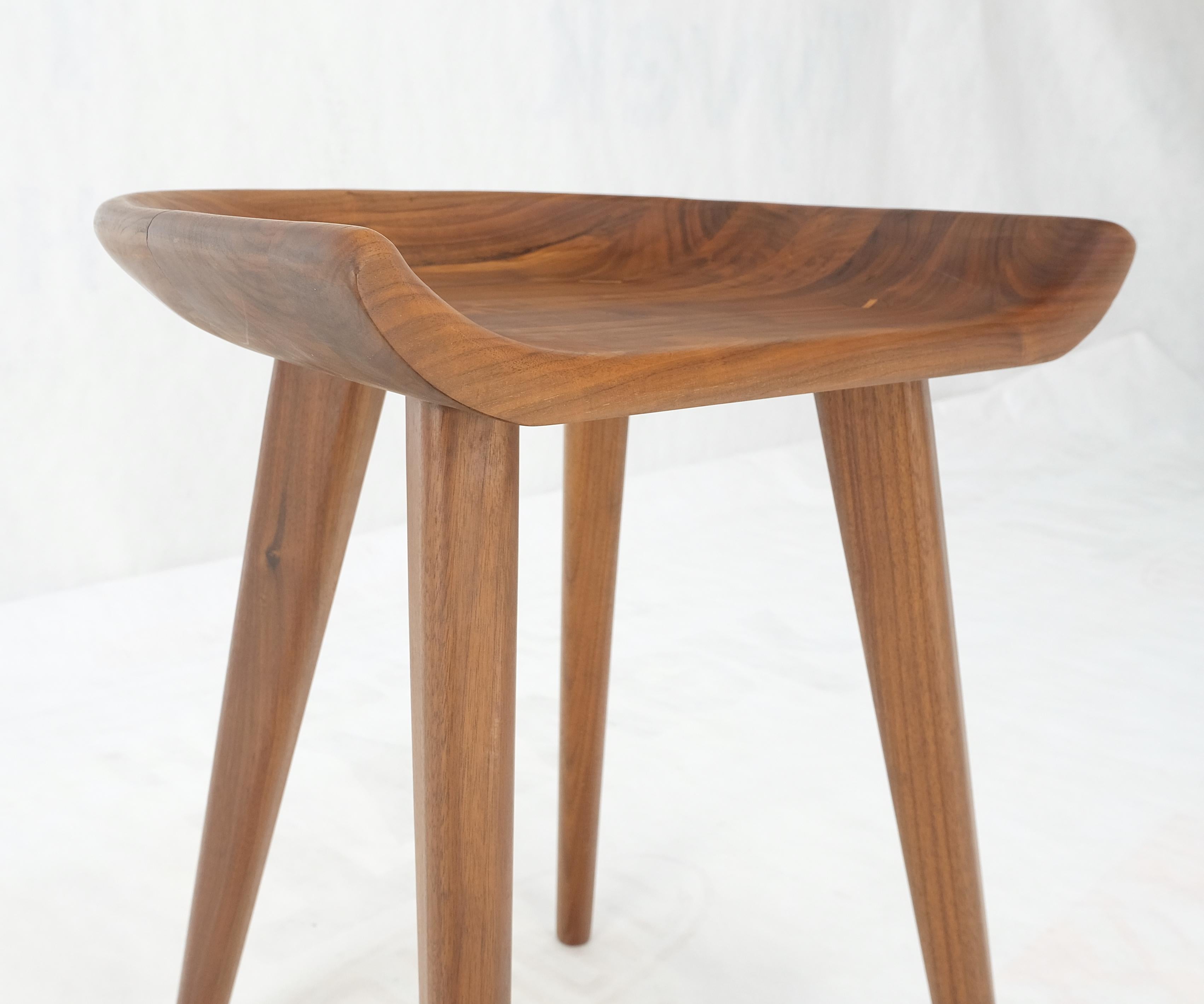 Mid-Century Modern Solid Carved Seat Oiled Walnut Chair on Dowel Legs Mint! For Sale