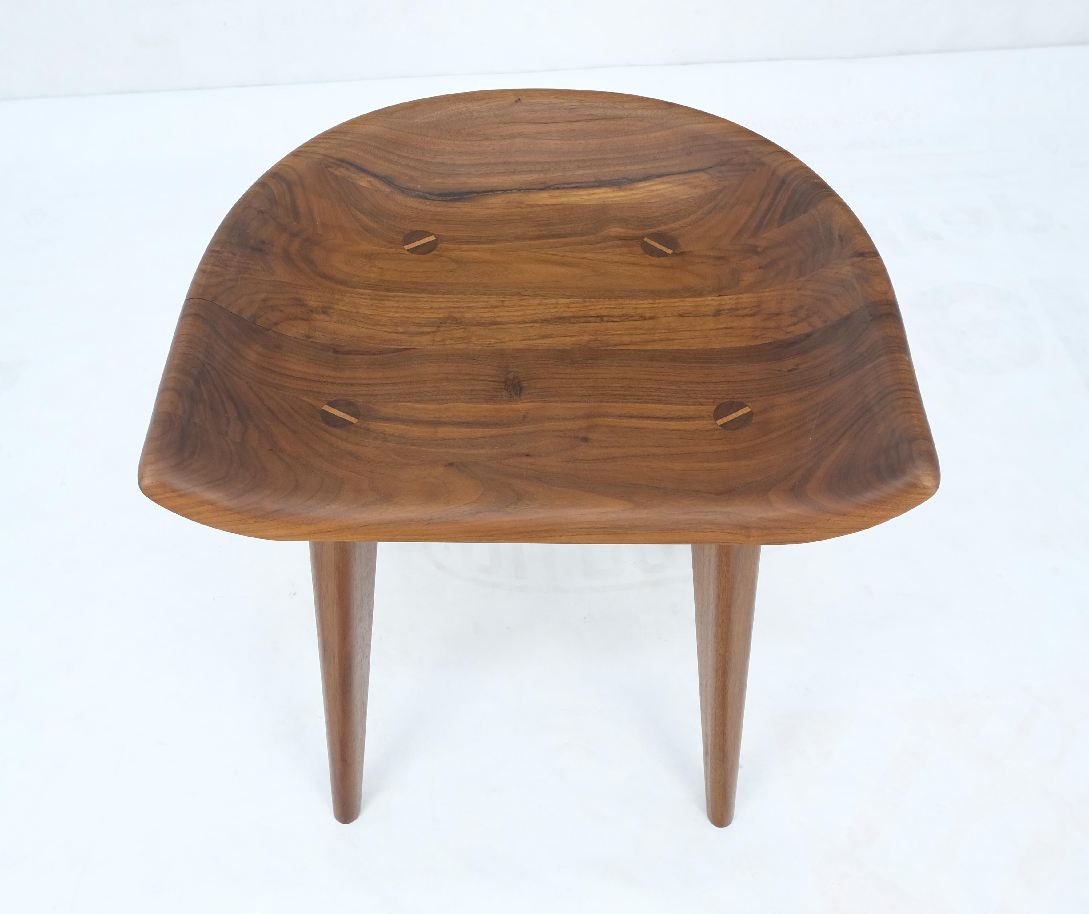 Contemporary Solid Carved Seat Oiled Walnut Chair on Dowel Legs Mint! For Sale