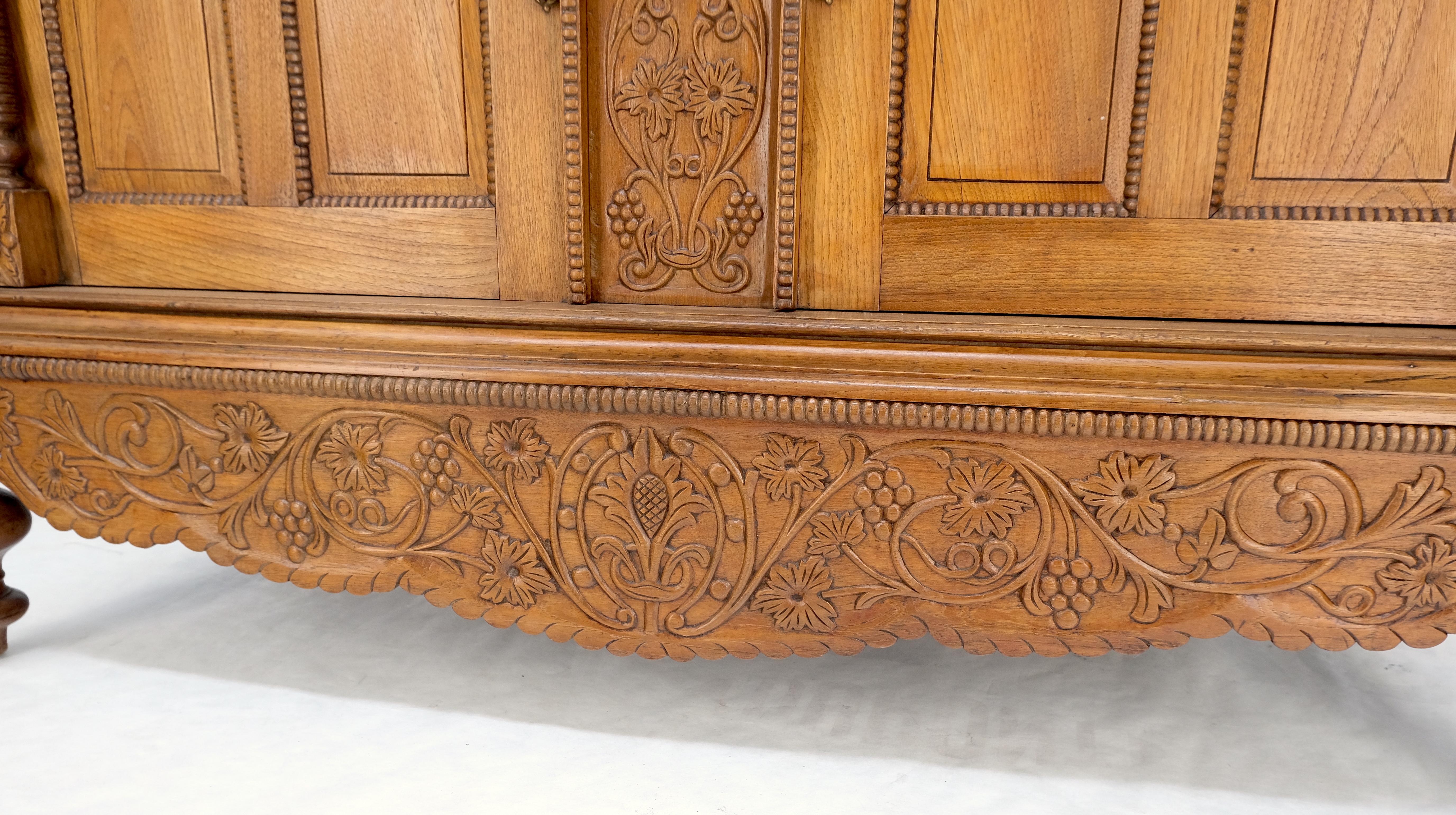 Solid Carved Teak Antique Two Part Cupboard Cabinet with Unique Feature Mint! For Sale 1