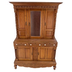 Solide geschnitzt Teak antiken zwei Teil Schrank Schrank w / Unique Feature MINT!