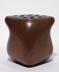 Solid Carved Walnut Wood Pen Brush Stand, American Studio Craft