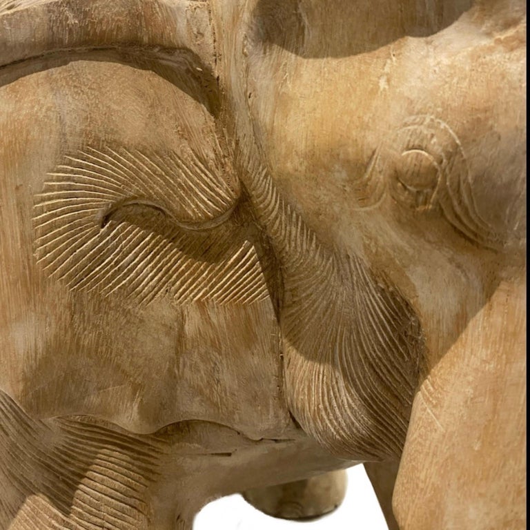 Solid Carved Wood Elephant Stool or Side Table Accent Table For Sale at ...