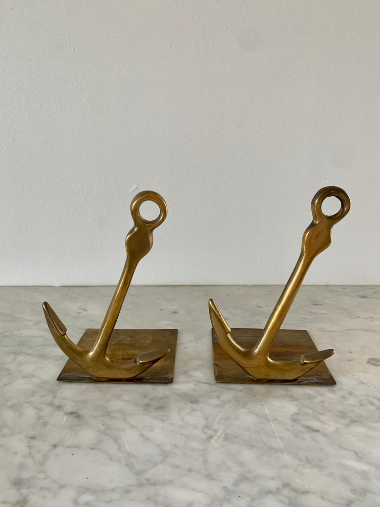 Solid Cast Brass Anchor Bookends For Sale at 1stDibs