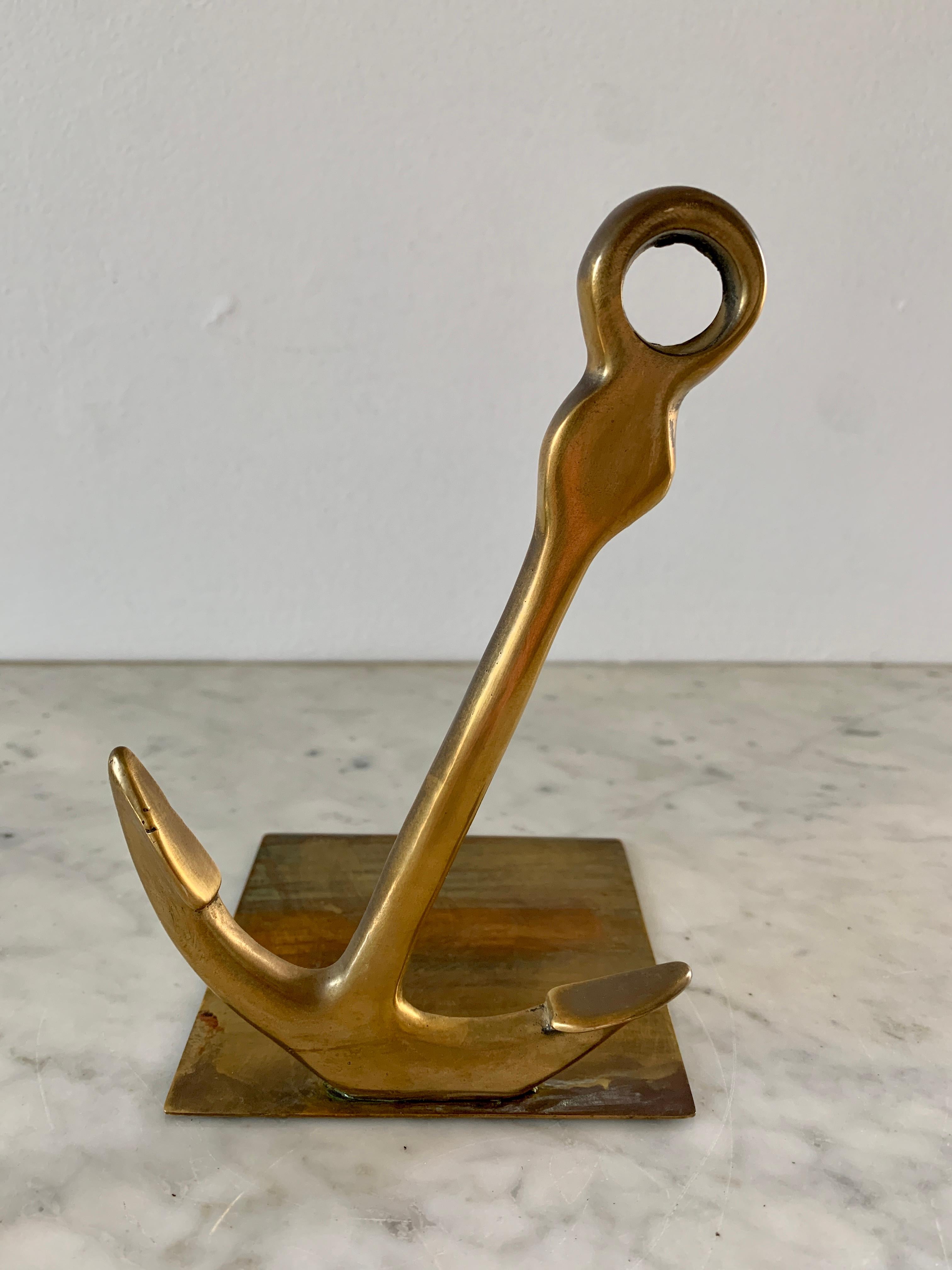20th Century Solid Cast Brass Anchor Bookends For Sale