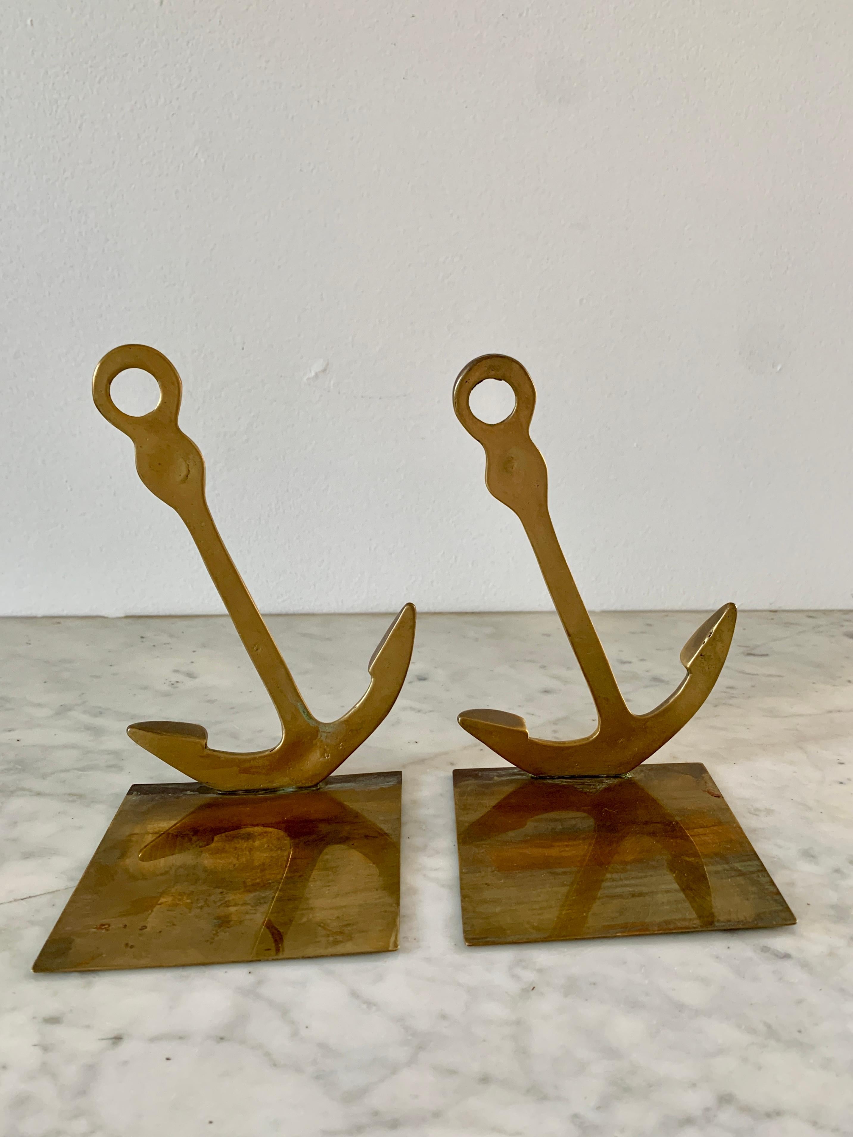 Solid Cast Brass Anchor Bookends For Sale 2