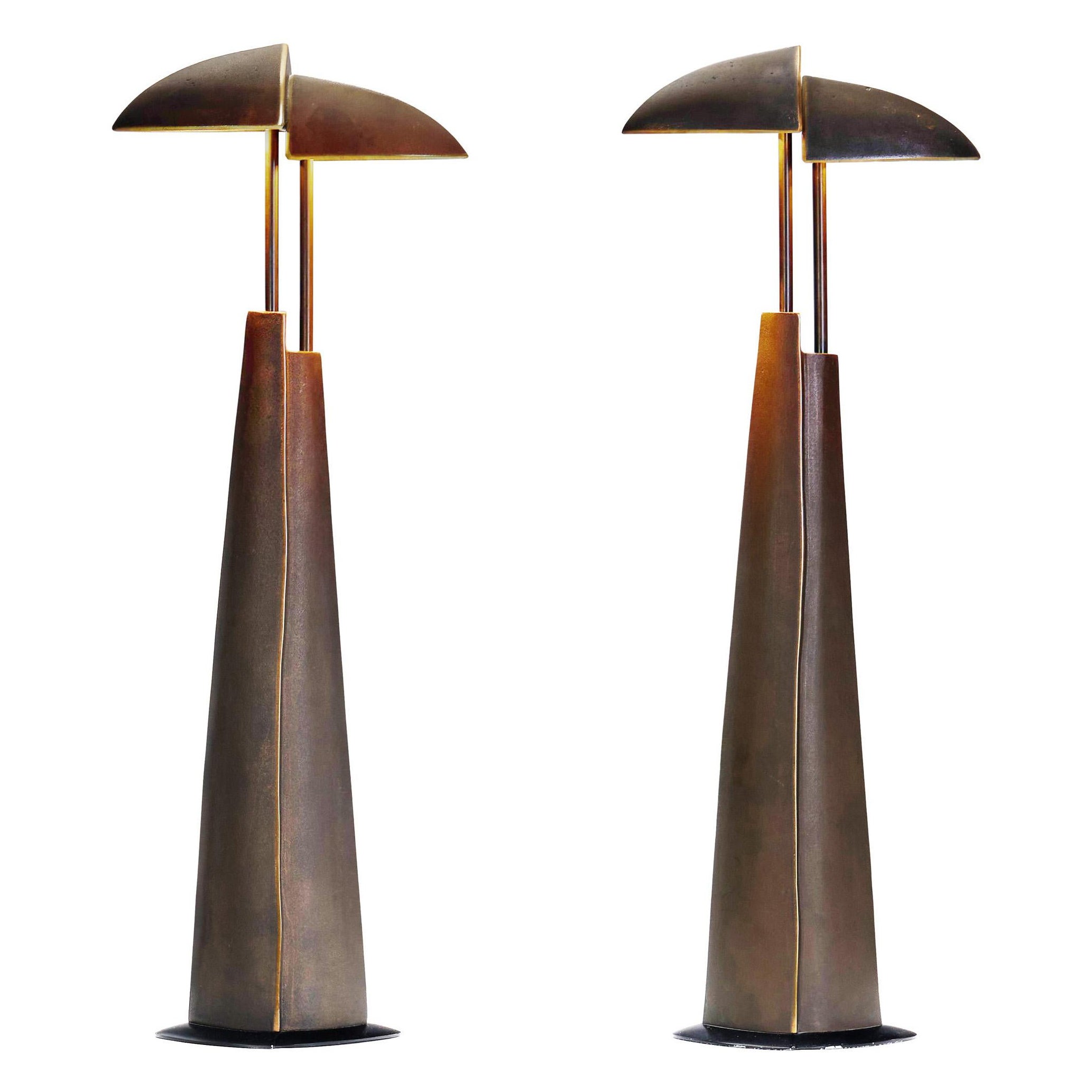 Solid Cast Brass "Ara" Table Lamps by Mies & van Gessel, The Netherlands 1990s