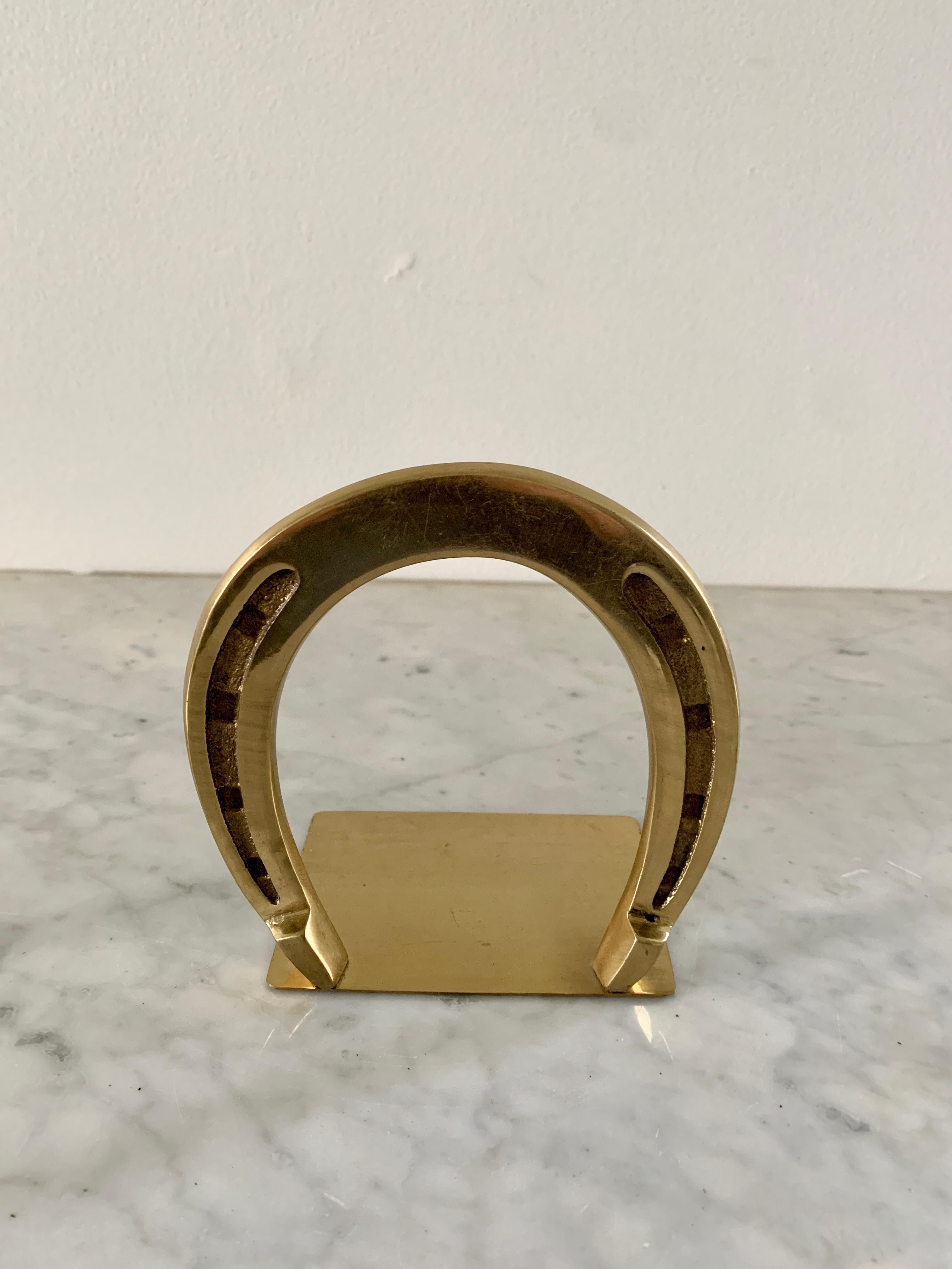 Solid Cast Brass Horseshoe Bookends For Sale 1