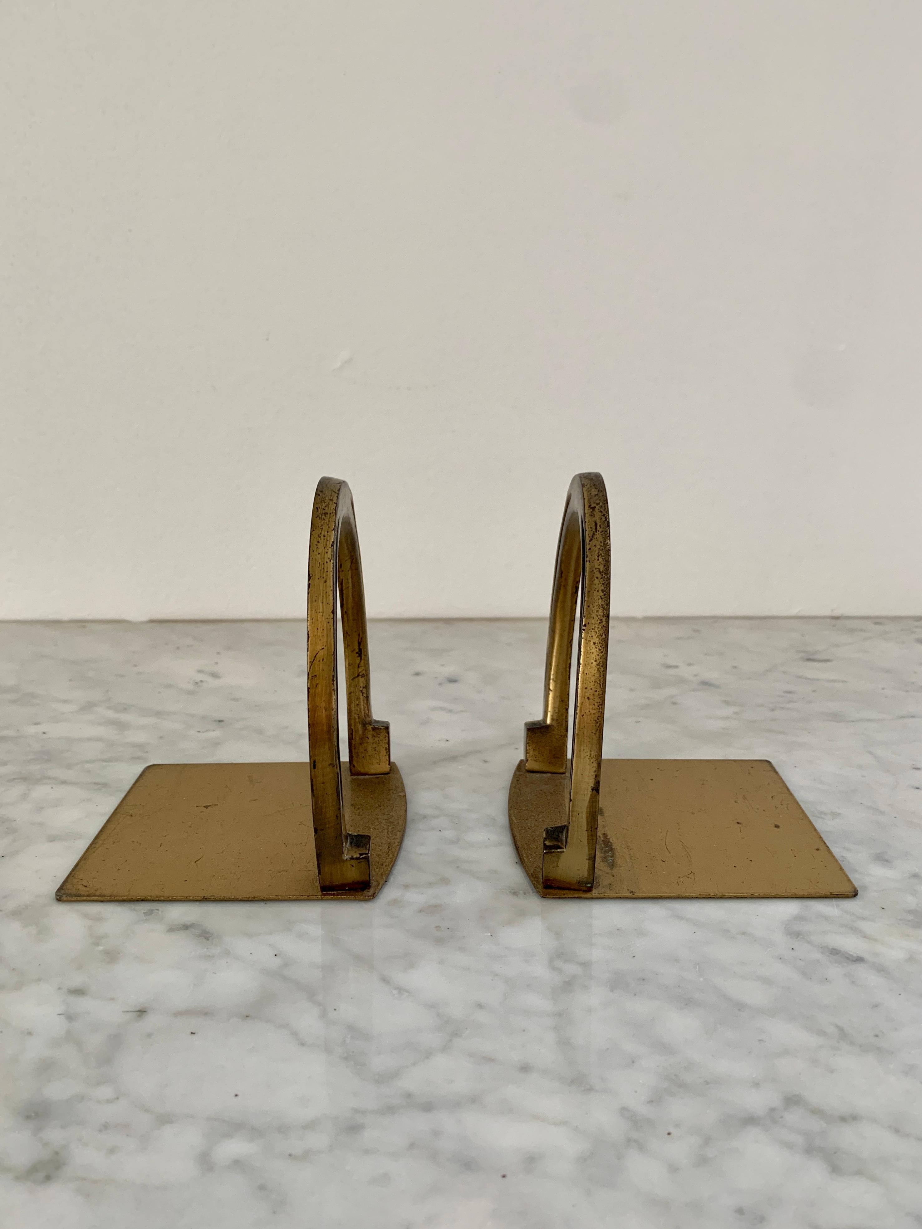 American Solid Cast Brass Horseshoe Bookends For Sale