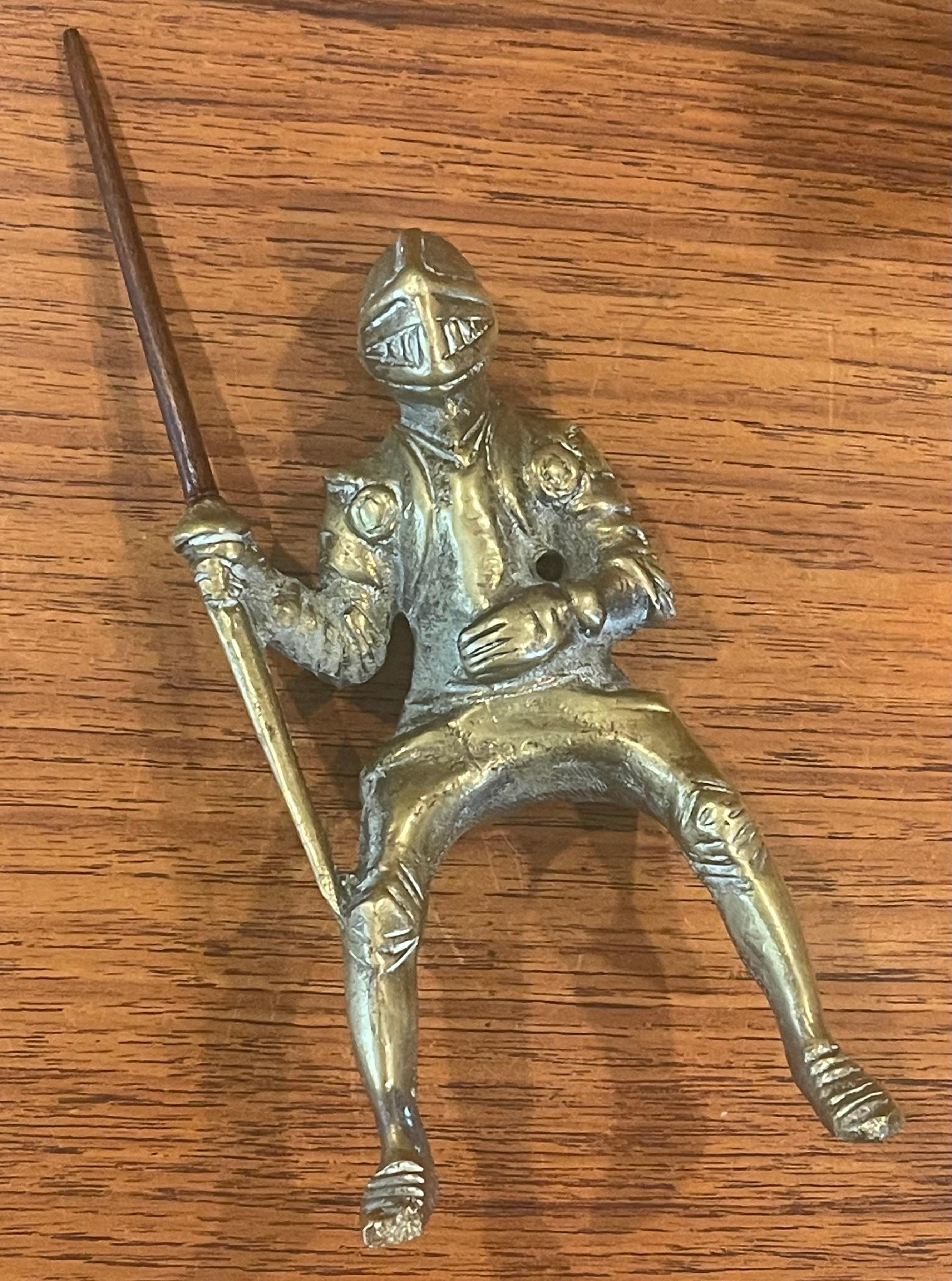 Solid Cast Brass Medieval Armored Knight on Horse Sculpture For Sale 7