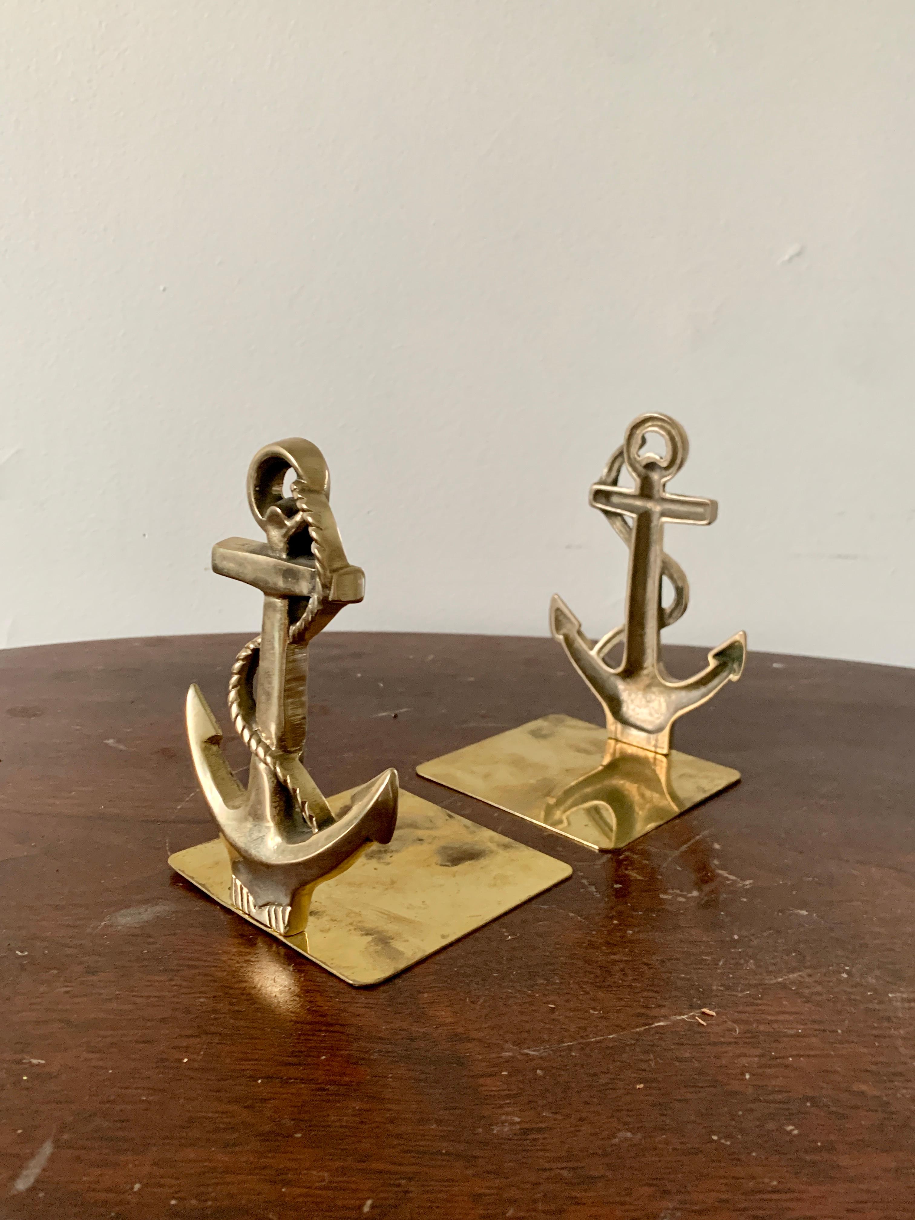 American Solid Cast Brass Nautical Anchor Bookends For Sale