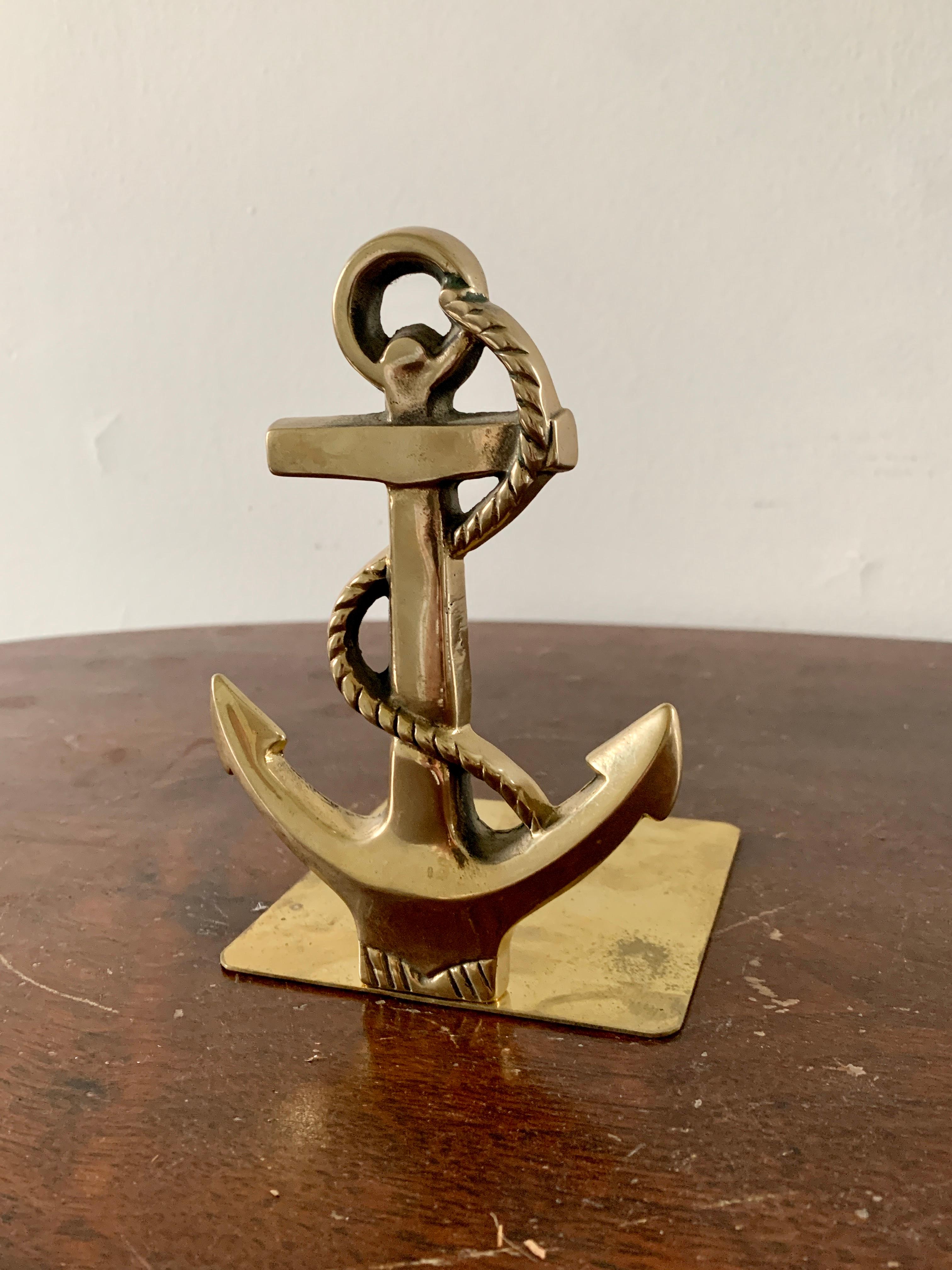 Solid Cast Brass Nautical Anchor Bookends For Sale 1