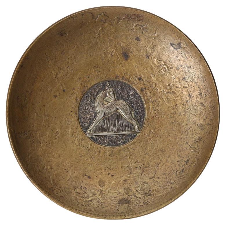Solid Cast Bronze Footed Dish by Evan Jensen for Københaven For Sale