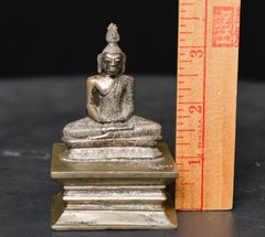 Solid Cast Silver 18th Century Lankan Buddha Sculpture, Antique Asian Art