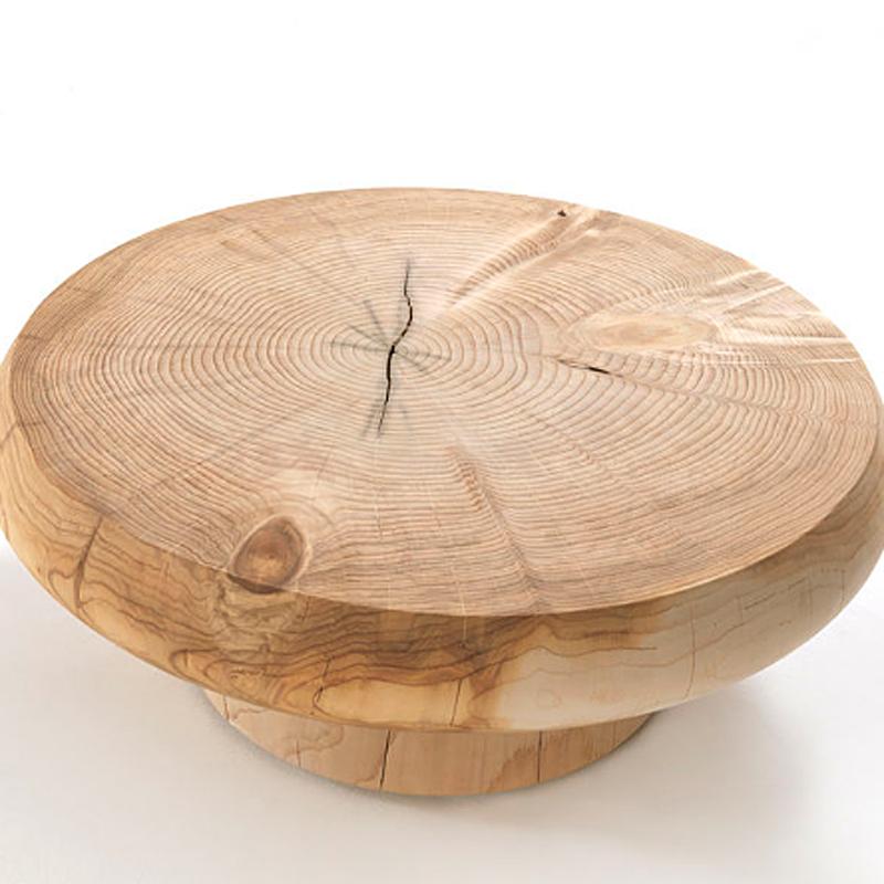 round natural wood coffee table
