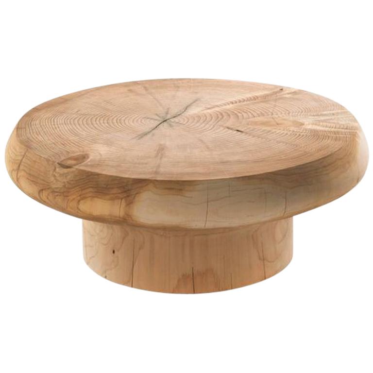 Solid Cedar Round Coffee Table For Sale