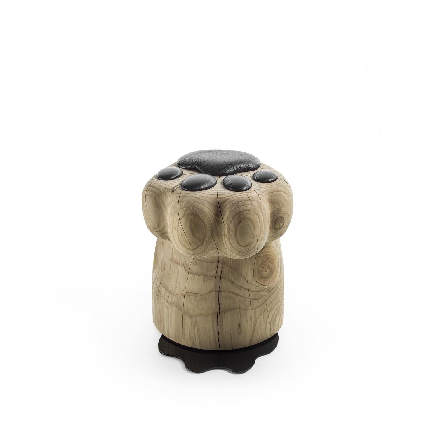 Modern Solid Cedar Stool with Unique Shape and Padded Cushions For Sale