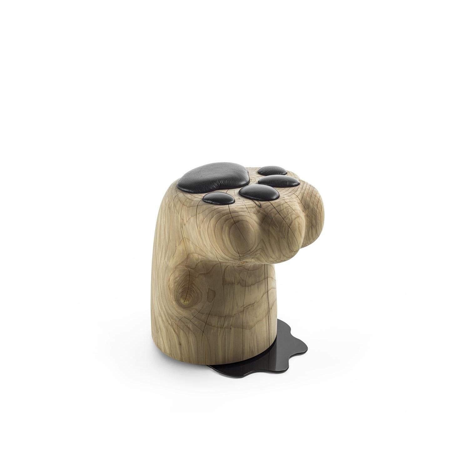 Italian Solid Cedar Stool with Unique Shape and Padded Cushions For Sale