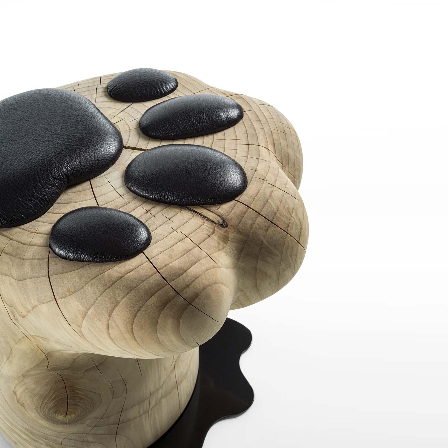 Contemporary Solid Cedar Stool with Unique Shape and Padded Cushions For Sale