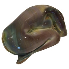 Solid Chalcedony Glass Nude Figure by Loredano Rosin, circa 1970s