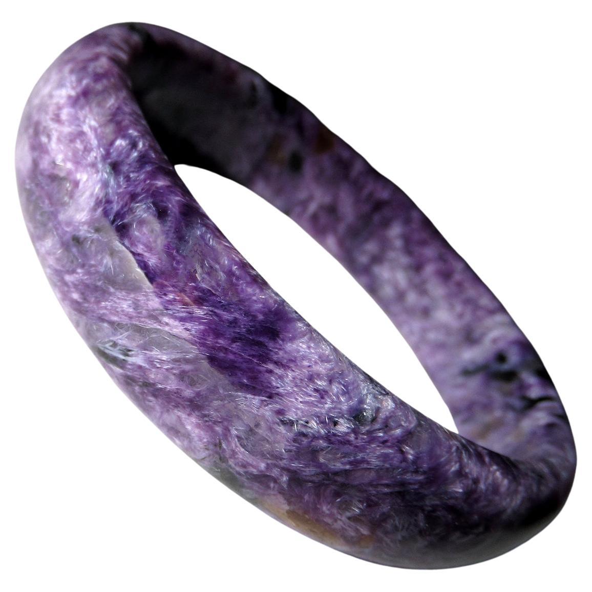 Bangle in Charoite solida pietra preziosa di alta qualità regalo di Natale amica moglie fatto a mano in vendita