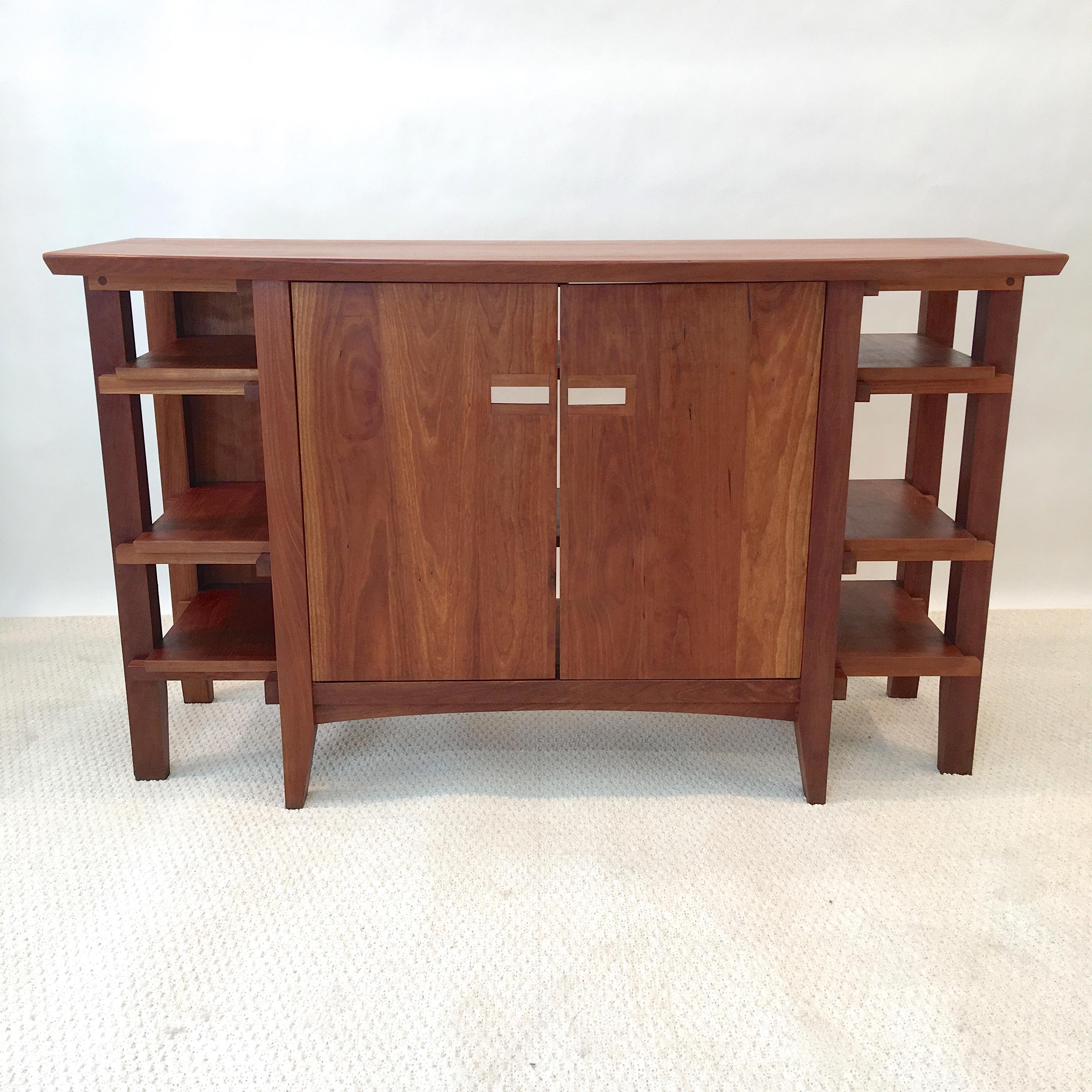 Solid Cherry Arts & Crafts Style Credenza & Book Shelves 4