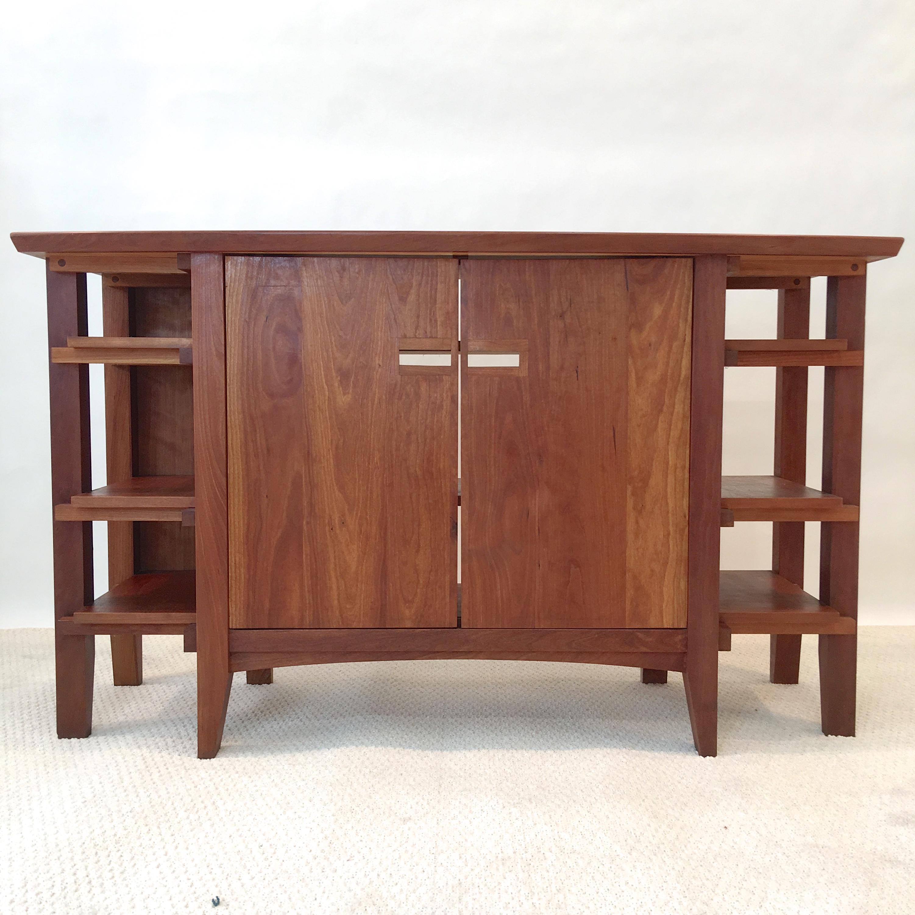 Solid Cherry Arts & Crafts Style Credenza & Book Shelves 10