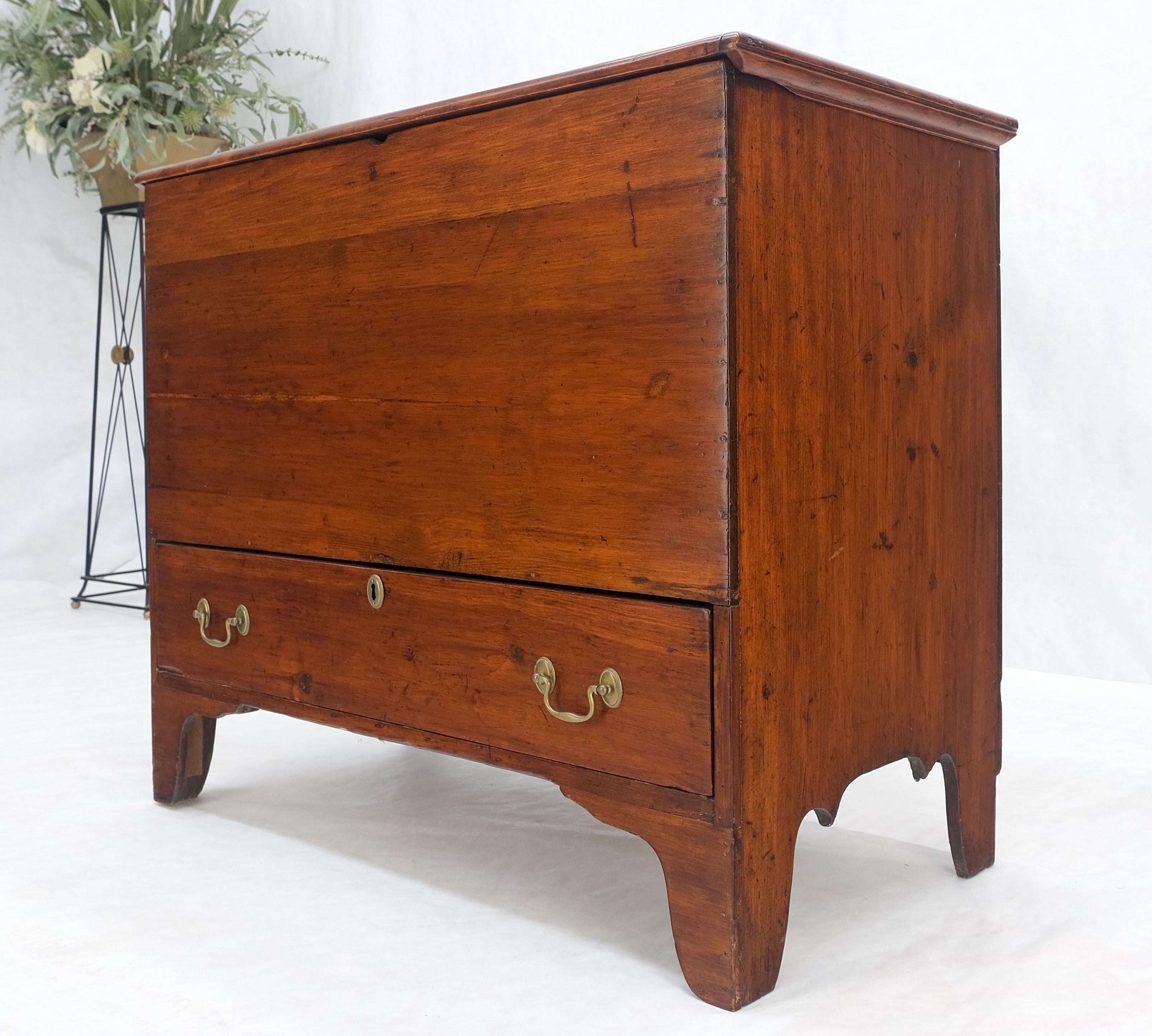 Varnished Solid Cherry Bottom Dovetails Drawer Brass Hardware Hope Chest Cabinet Patina For Sale