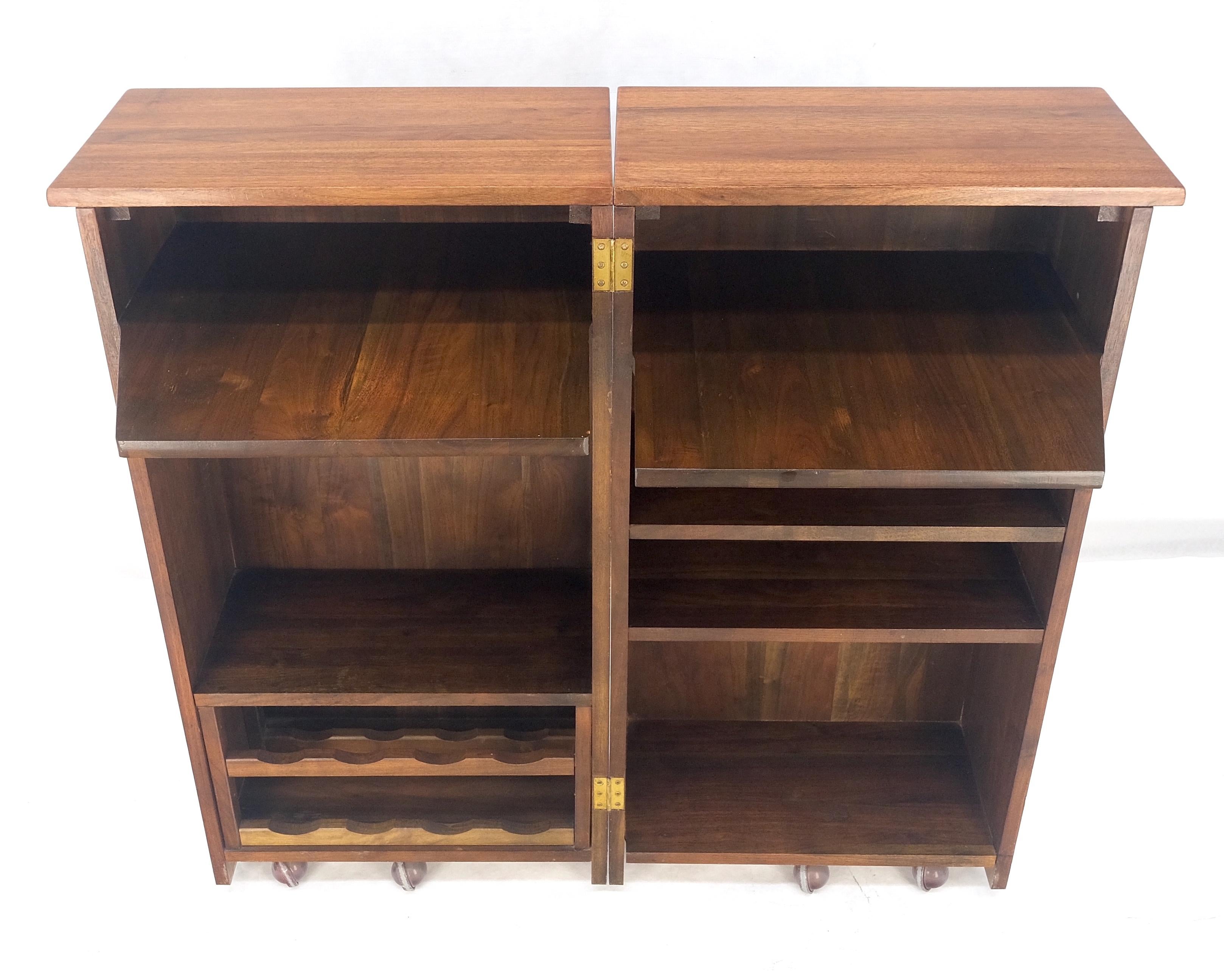 Solid Cherry & Brass Wooton Style Folding Box Shape Bar Liquor Cabinet Wheels For Sale 5